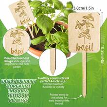 12/24pcs 12 Styles Wooden Plant Labels, Herb Garden Markers, Plant Stakes With Herb Names, Suitable For Indoor & Outdoor Decor - Label - View 2