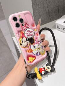 This Disney Mickey Mouse Lanyard Phone Case Is Fully Covered In TPU Material. It's Shockproof, Lightweight, And Compatible With IPhone17/16/11/13/15/15 Plus/15 Pro/15 Pro Max/12/14 Pro Max/11 Pro Max/12 Pro/12 Pro Max/13. This Phone Case Makes A Popular Birthday Gift Or Business Gift; It's Durable, Stain- And Fingerprint Resistant, And Suitable For Both Men And Women. The Set Also Includes A Mickey Mouse Phone Case And A Mickey Mouse Plush Bracelet. It's A Perfect Gift For Friends And Family. This Stylish Phone Case Is Fun, Lightweight, And Durable. IPhone17 Pro Max Phone Case, Minnie Mouse Phone Case. - trắng - Xem 2