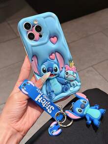 Este estuche de teléfono con cordón de Stitch de Disney está completamente cubierto de material TPU. Es a prueba de golpes, ligero y compatible con iPhone17/16/11/13/15/15 Plus/15 Pro/15 Pro Max/12/14 Pro Max/11 Pro Max/12 Pro/12 Pro Max/13. Este estuche de teléfono es un regalo de cumpleaños o de negocios popular; es duradero, resistente a las manchas y a las huellas dactilares, y adecuado tanto para hombres como para mujeres. El set también incluye un estuche de teléfono de Mickey Mouse y una pulsera de peluche de Stitch. Es un regalo perfecto para amigos y familiares. Este elegante estuche de teléfono es divertido, ligero y duradero. Estuche de teléfono iPhone17 Pro Max, estuche de teléfono Angel. - Blanco - Ver 1