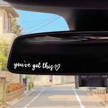 Pegatina de coche plana 2D, Pegatina para el espejo retrovisor "¡Tú puedes hacerlo!", Pegatina para la superficie del espejo retrovisor inspiradora - Vinilo de alta calidad, superficie reflectante, fácil de aplicar, adecuada para coches y espejos retrovisores, accesorio inspirador | Accesorios de coche modernos | Brillante, plano 2D, pegatina de coche, adecuada para pegatinas de taza, pegatinas de portátil, pegatinas de coche, pegatinas de ventana, accesorios decorativos de coche - A - View 8