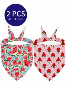 2 Stücke Haustier Hund Bandana Wassermelone Halstuch Kostüm Zubehör Sommer Dreieck Hund Schals Lätzchen für mittelgroße & große Hunde - Verschiedenfarbig - Übersicht 15