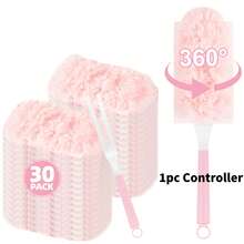 30pcs Pink Disposable Electrostatic Duster Brush, Cleaning Tool For Home, Car, Furniture, Keyboard - Cleaning Supplies, Cleaning Accessories, Cleaning Tools, 360 Degree Desktop And Bookshelf Dusting, Refill Duster Heads (With Handle) - Pink - View 10
