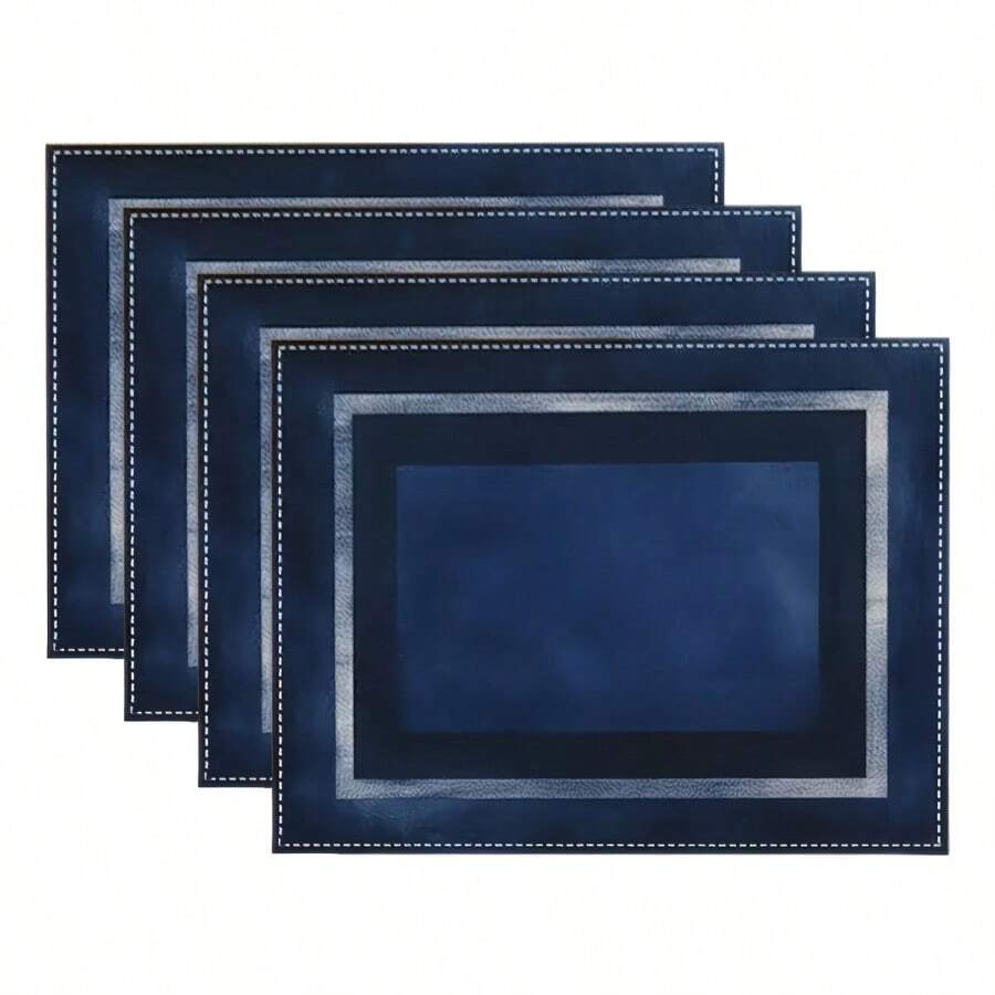 1pc/2pcs/4pcs/6pcs/8pcs/300pcs Set, 30*45cm Luxury Navy Blue Edged Placemats, Made Of 100% Polyester, Non-Slip Heat-Resistant Easy To Clean, Hand Wash, Machine Wash Or Dry Clean