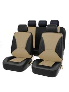 Sarung Jok Mobil PU Universal – Perlindungan Menyeluruh, Bernapas & Tahan Air dengan Sisi Elastis – 4 buah (2 Kursi) / 9 buah (5 Kursi) Set Lengkap – Kompatibel dengan Airbag, Pelindung Jok Mudah Dibersihkan untuk Mobil, SUV, MPV – Set Perlindungan Interior Mobil - A - View 16
