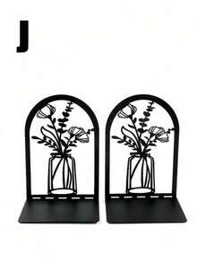 1 Pair Iron Tree-Shaped Hollow Design Book Stand, Iron Bookshelf, Book Holder, Home Office Study Library Desktop Storage Rack - Multicolor - View 12