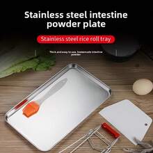 1pc/2pcs/3pcs Stainless Steel Rectangular Tray, Suitable For Food Service, Storage, Grilling, Baking Fish, Steaming And Baking - Multicolor - View 9