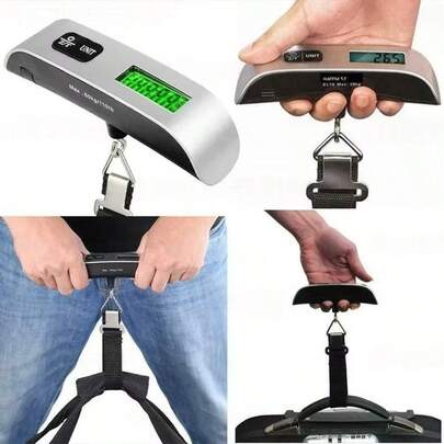 110lbs/50kg High Accuracy Hanging Baggage Scale, Compact Mini Portable Digital Luggage Scale With Precision Sensor, Backlit LCD Screen, Durable Hook And Reinforced Strap, Lightweight Handheld Weighing Tool For Travel, Outdoor, Daily Parcel Use, Practical Travel Essential To Prevent Airport Baggage Overweight Fees