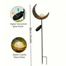 1Pack Solar Moon Lawn Light, Stake Spotlight Polished Metal For Garden Path & Courtyard Decor - Solar Moon - View 9