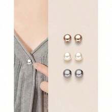 6/2pcs Pearl Design Plastic Buttons - No Sew Adjustable Buttons, Shiny Spherical White/Silver And Gold Decorative Buttons For Shirts, Dresses, Jackets And Tops - Durable And Easy To Use (6pcs), Fashionable Sequin Buttons, Elegant Flat Head Buttons For Women Cardigans And Coats - 彩色 - 查看 11