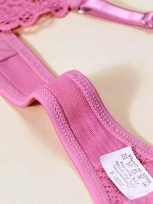 1 pieza Tanga de encaje sexy para mujer, ropa interior ajustable - Rosa - Ver 7