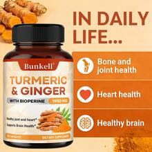 Bunkell Premium Turmeric & Ginger - With Black Pepper For High Absorption - Supports Heart, Brain & Joint Health - 120 Capsules - 1 Bottle - View 1