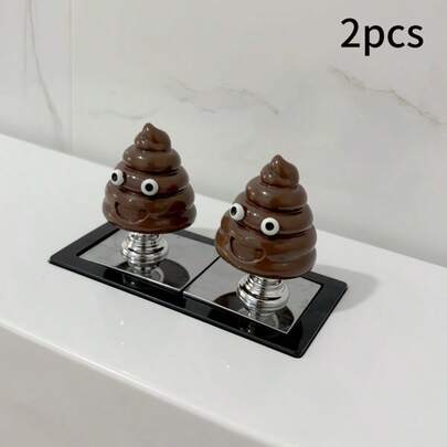 2 件套创意可爱趣味便便表情马桶按压器 - 浴室马桶水箱按钮辅助工具马桶贴纸 - 长指甲美甲保护贴 - 浴室马桶装饰配件