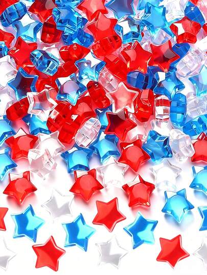 1000 pièces Remplisseur de vase cristal patriotique, décoration cristal en forme d'étoile pour le 4 juillet, décorations étoiles 3D pour le jour de l'indépendance, convient pour la diffusion sur le bureau, les fêtes, les mariages, les arts et l'artisanat