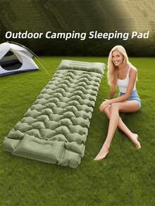1pc Foldable Portable Inflatable Camping Pad With Built-In Air Pump, Made Of Durable Anti-Puncture Material, Suitable For Male And Female Travelers And Solo Adventurers, Multi-Functional Design, Ideal For Beach Vacation And Forest Camping During Travel Season - Multicolor - View 8