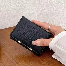 韩版鳄鱼纹短款钱包，少女设计，多功能卡包零钱包，节日、毕业、教师节、生日、母亲节、假日必备、毕业礼物，可爱女士钱包，迷你钱包，旅行必备 - 彩色 - 查看 5