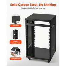 16U AV Rack, 200 Lbs Max Capacity, Home Recording Studio Rack With Lockable Caster Wheels, Open Frame Server Cabinet, Special Vent Design, For 19-Inch Audio Video Musical & IT Equipment Mounting - 16U - 查看 4