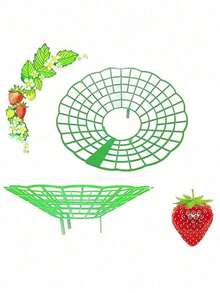 Este conjunto de 3/5/7 soportes para plantas de fresa cuenta con tres patas resistentes y está adornado con un diseño de logotipo de fresa, brindando protección contra el moho, la pudrición y la suciedad para el cultivo de fresas. - enrejado de fresas - Ver 8