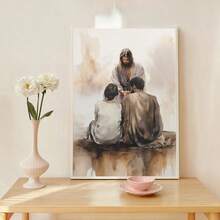 1pc Canvas Wall Art, Framed Wall Art, Faith Embrace, Jesus Christ, Christian Saint Art, Modern Framed Artwork, Wedding Decor, Groom & Bride Poster Art, Home Decor, Room Decor, Bedroom Decor, Living Room Decor, Office Decor, School Decor, Apartment Decor, Dorm Decor, Wedding Gift, Jesus Poster - Jesus Art - View 6