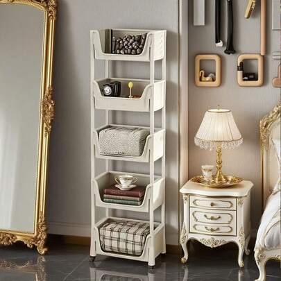 This Multi-Layer Portable Multi-Functional Storage Rack Features Sturdy Wheels And Is A Fantastic Organizer For Cleaning Supplies, Clothes, Books, And More. Suitable For Kitchens, Bedrooms, Offices, Bathrooms, And More, It Includes Hooks.