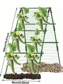 47"X15" Garden Cucumber Trellis, Outdoor Climbing Plant Support Rack With Climbing Net And Plant Clips, Suitable For Garden Planting Beds - B - View 14