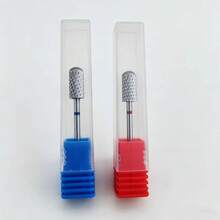 1/2 pièces Embout de lime à ongles en carbure de forme cylindrique avec anneau rouge/bleu, tête de meulage à texture diamantée de 3/32" pour manucure, pédicure, retrait d'acrylique et de gel - Multicolore - Voir 6