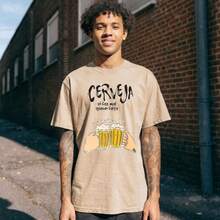 Camiseta Masculina Algodão Estampa Cerveja Engraçada Frase Bar Churrasco Divertida - Bege - Visão 2