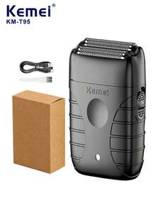 Kemei KM-T95 便攜式電動刮鬍刀，雙刀片專業往復式刮鬍刀與理髮器，適合光頭男士，Type-C 快充，大容量長續航，適合商務出差，送給父親的禮物 - 黑色 - 查看 15