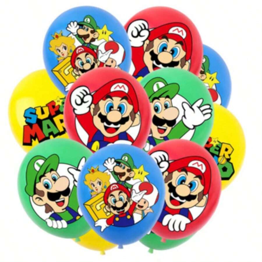 12-Inch Cartoon Luigi Theme Latex Balloons Set, Suitable For Party, Birthday Gift Decoration, Can Be Filled With Helium - View 1