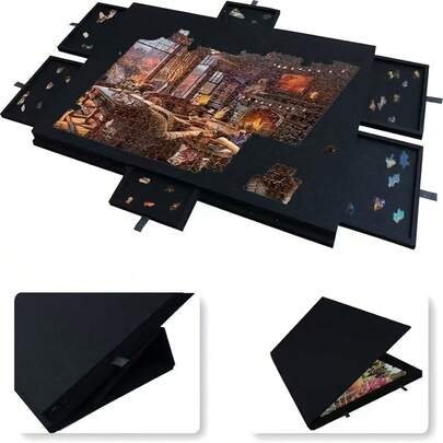 6-In-1 Puzzle Table With Built-In Stand, 6 Drawers And Integrated Felt Puzzle Board, Portable And Multifunctional Design For Home, Accommodates Up To 1000 Pieces Of DIY Puzzles