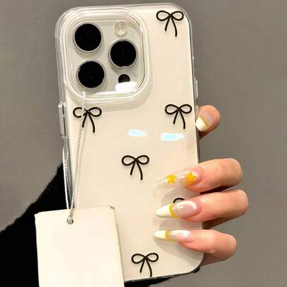 Bowknot Painted High-End White Feather Chiffon Minimalist Fashion Phone Case Suitable For IPhone 17/17 Pro Max/ 15/ 16/ 16 Pro/Painted 15 Pro Max/P13/P14 Women P11 Soft Shell P12 Anti-Fall XS.XR /78P.78GES2 Phone Protective Cover