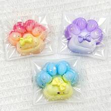 1PC Gradient Cat Paw Squishy Toy With Bow, Soft Slow Rising Fidget Toy For Anxiety Relief - Blue - View 3