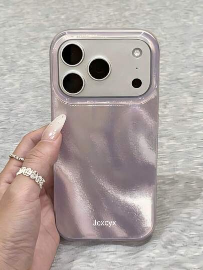 1Pc Bling Glitter Irregular Water Ripple Pattern Glossy IMD Phone Case Compatible With Phone 17 Pro Max 17 Pro 16Promax 15Pro Max 14 Pro Max 13Promax 16 15 14 Plus 13 12 Pro 11 Lovely Purple Shiny Soft Cover Stylish Y2K Girl Gift