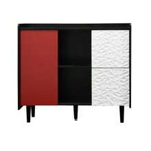 Sideboard/Display Cabinet, Black Furniture With Blue Doors, 2 Drawers With Single Panel And 2 Open Storage Compartments, Modern Furniture For Coffee Bar, Auxiliary Furniture For Kitchen, Dining Room. - 紅色 - 查看 10