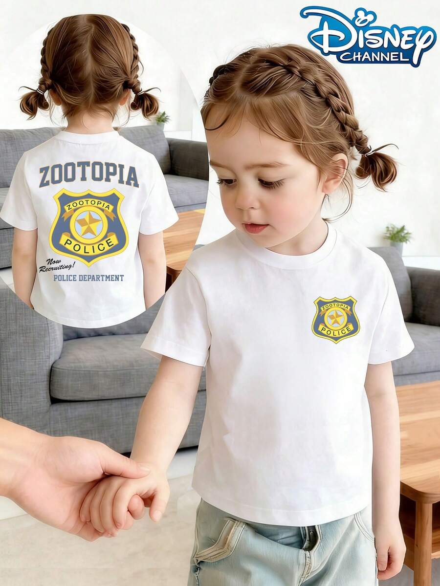Disney Zootopia, Disney Themed Print Pattern Summer Tops,Short-Sleeved Casual And Cute Style Children's Clothing Design, Girl Clothes,Boy Kids Clothes ,Ropa Para Niños,Teen Girls Clothes, Summer Clothes,Boys Summer Outfits,Boys Clothes,Perfect For Cool Girls. Comfortable And Breathable Children's Short-Sleeved T-Shirt. Comfortable And Casual Wear All Year Children's Clothes,Comfortable & Lightweight, Iconic Print For Mix-And-Match Outfits,Suitable For Both Boys And Girls. - trắng - Xem 1