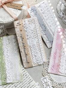 10 Hojas/Paquete Papel de Material de Encaje Hueco Vintage, Papel Decorativo DIY para Tarjetas y Manualidades de Scrapbook - Aventura de encaje - Ver 11