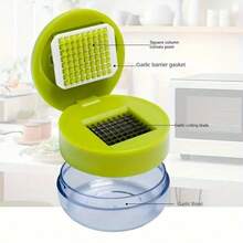 Multifunctional Garlic Chopper Press, Manual Garlic Cutter Slicer With Container, Easy-Squeeze Garlic Grinder & Mincer, Kitchen Gadget For Garlic, Ginger & Small Vegetables, Quick & Food Prep Tool - Green - View 4