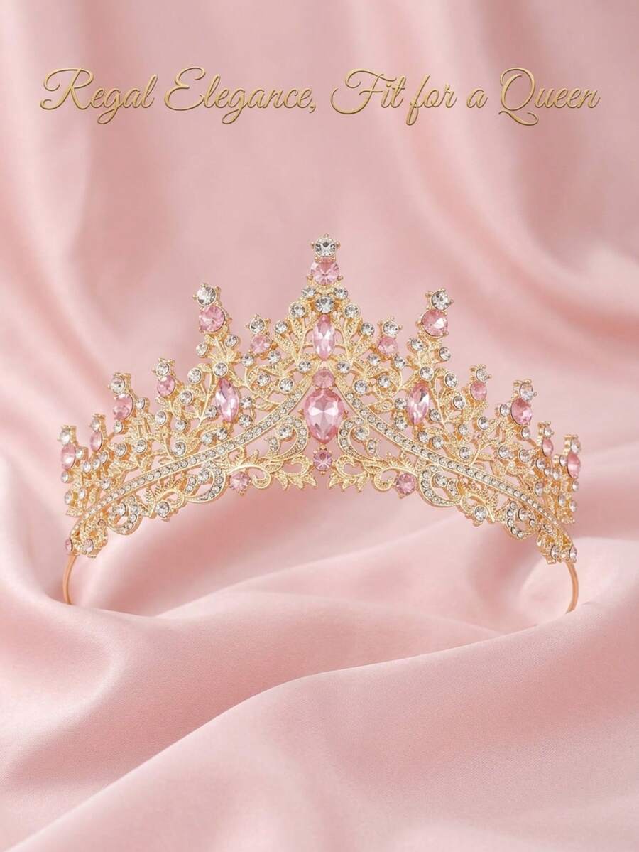 SpongeBob SquarePants Wedding Birthday Party Tiara For Women Girls - Pink Crystal Rhinestone Crown Headpiece