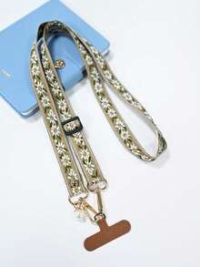 1pc Fabric Embroidered Phone Lanyard, Adjustable Crossbody Strap, Phone Case Hanging Chain, Halter, Charging Port Card Slot, Anti-Lost Phone Lanyard With Clip - Multicolor - View 33