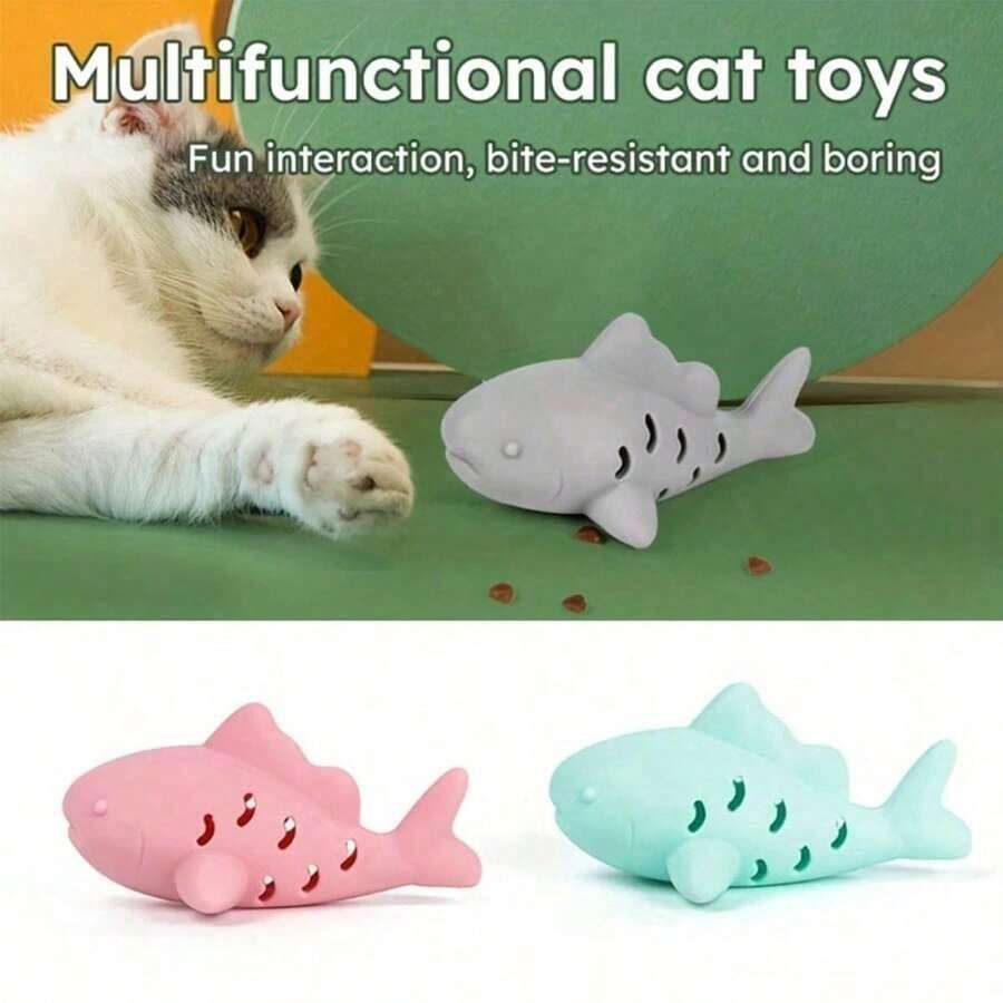 Silicone Fish Shaped Slow Feeder Puzzle Toy, Trains Pet Biting Strength, Funny Cat/Dog Toy IUCH - Grey - View 1