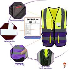 Pink Reflective Safety Vest For Women, Working Safety Gear With Strips, High Visibility Work Vest For Construction, Medium - 黃紫色 - 查看 3