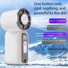 1pc Unisex Mini Handheld USB Turbo Fan, Rounded Body, Icy Cool Touch, High Capacity Battery, Fashionable Colors, Lanyard, Night Light, 199 Wind Speed Levels, Super Quiet Turbine Design, 8m Airflow, Suitable For Outdoor, Camping, Travel, Beach, Office, School, Pool Party, Gift - Multicolor - View 14