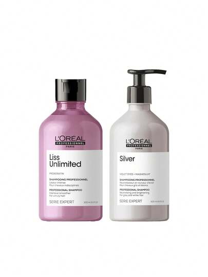 L'Oréal Professionnel [Bundle] Erie Expert Liss Unlimited Smoothing Shampoo 300 Ml + Silver Shampoo 500 Ml