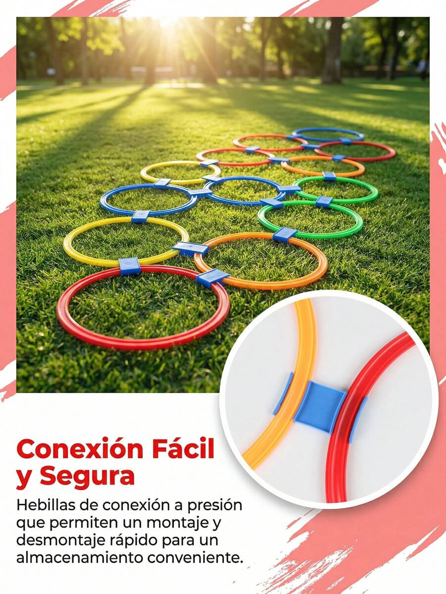 10pcs/set Training Agility Rings Set, Including 10 Colorful Rings and 10 Connectors, Suitable for Indoor/Outdoor Balance Training Equipment, Ideal for Soccer, Basketball Competition Training and Party - Multicolor - Ver 1