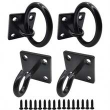 Rustic Unique Shelf Brackets X 2 Hanging Hook On Ring / Chain Black Floating - Black - View 3