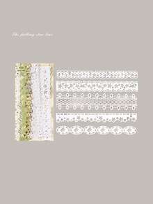 10 Hojas/Paquete Papel de Material de Encaje Hueco Vintage, Papel Decorativo DIY para Tarjetas y Manualidades de Scrapbook - Aventura de encaje - Ver 15