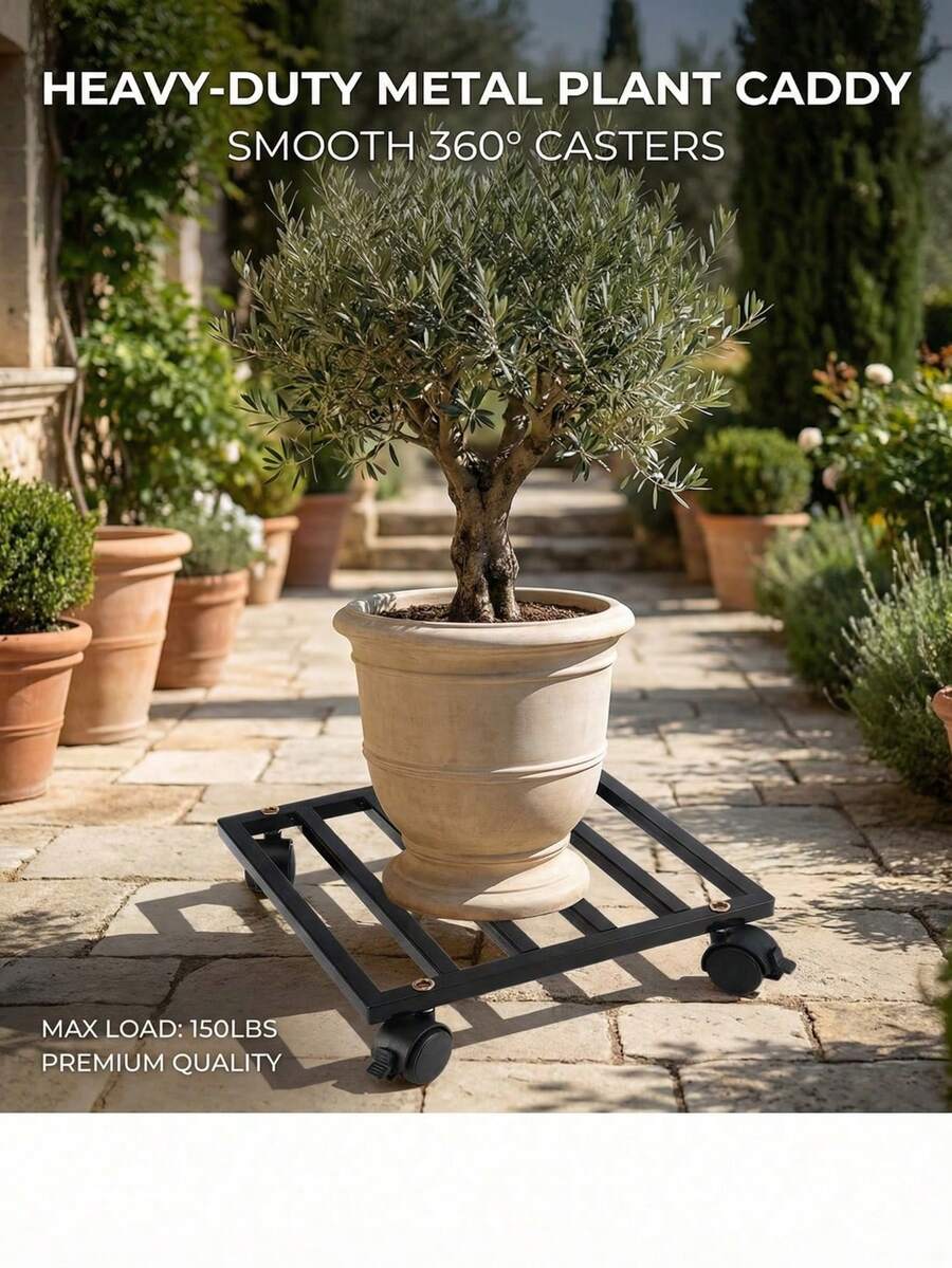 Heavy Duty Metal Plant Cart With 4 Lockable Wheels, Suitable For Gardening Planters, Plant Stands, Flower Pot Racks, Large Planter Moving Rack, Home & Garden Use