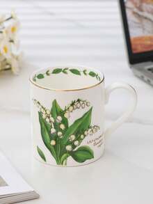 1 pieza Taza pequeña de porcelana de hueso fina de 300ml, diseño de flores, lirio del valle con borde dorado, diseño azul, diseño de amapola, diseño de petunias, diseño de lavanda para elegir, uso diario normal. - Multicolor - Ver 6