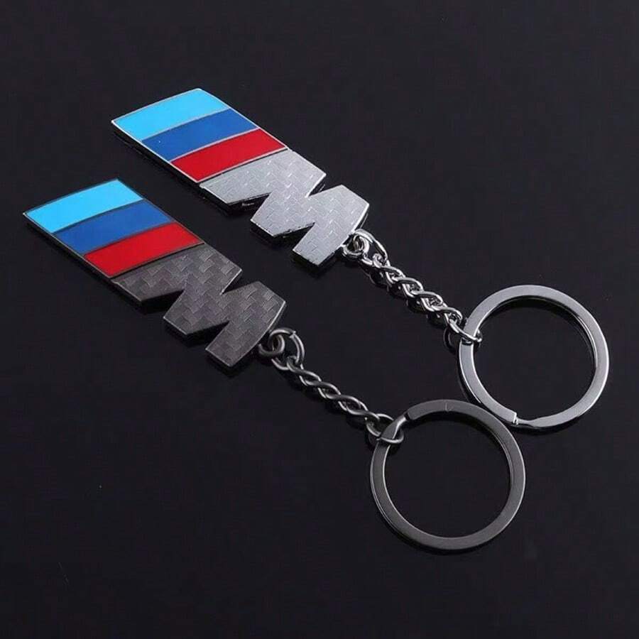 1pc Cross-Border Carbon Fiber Texture Car Logo Metal Keychain Pendant - Car Modification Logo Keychain Accessory - 1PC - View 1