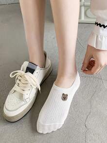 5/10 Pairs White Ankle Socks For Women, Thin Summer Low-Cut Invisible Socks - White - View 4