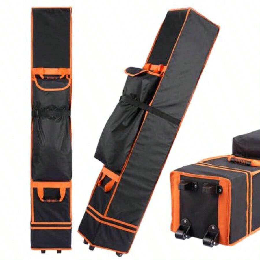 10x10x62in Canopy Bag Replacement 800D Waterproof Oxford Carrying Bag For 10x10 Pop Up Tent With Roller Wheels/Handle/Buckle Strap/Pocket For Easy Carrying Black - 10x10x66in - View 1